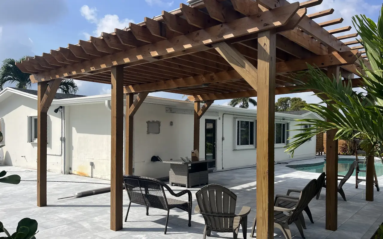 Traditional Lattice-Top Pergola Broward County Fence and Pergolas