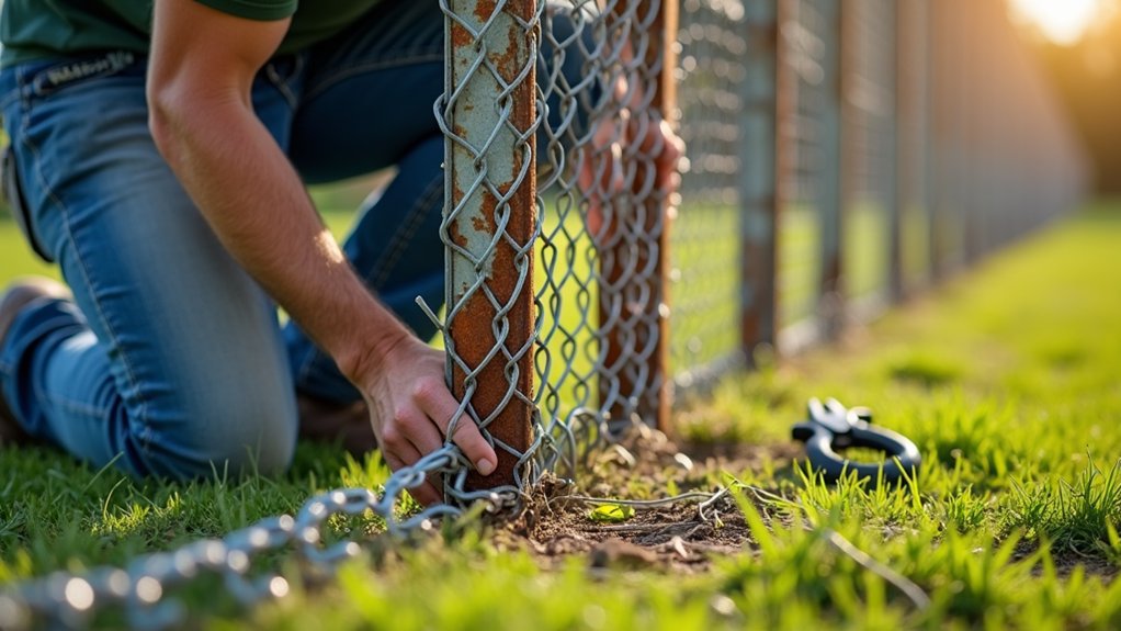 fixing chain link fencing
