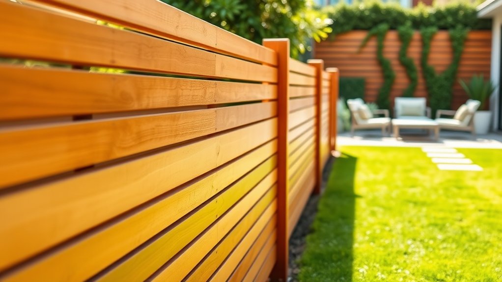 modern horizontal slat fences