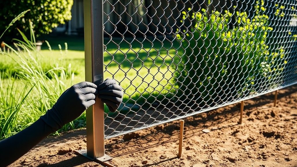 hang chain link fabric securely