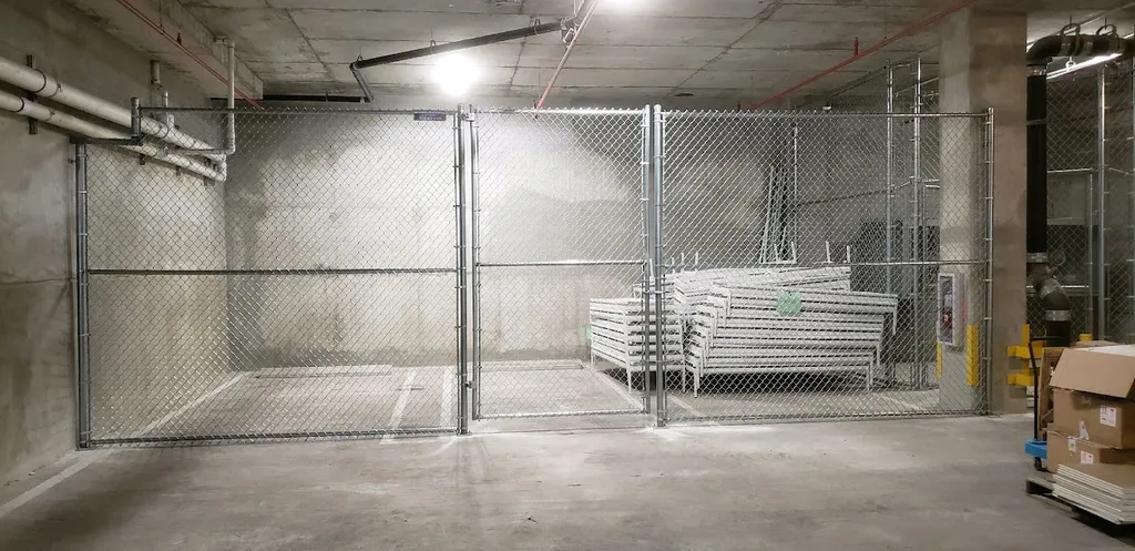 Custom chain link fence installation inside building
